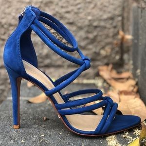 Blue strap heels sandals